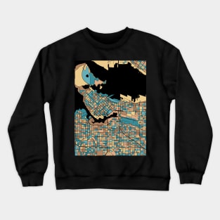 Vancouver Map Pattern in Mid Century Pastel Crewneck Sweatshirt